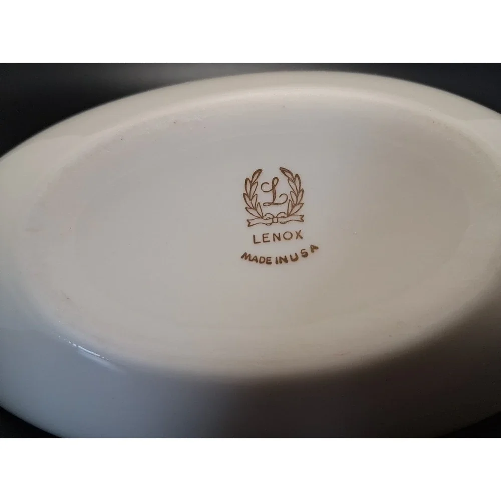 Lenox Olympia Gold Accented Centerpiece‎ Porcelain Dish 3.75x8.75